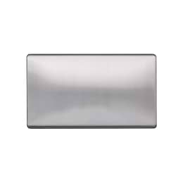 Lieber Brushed Chrome Double Blank Plates - White Insert Screwless
