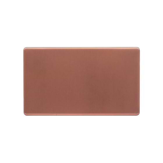 Lieber Brushed Copper Double Blank Plates - White Insert Screwless