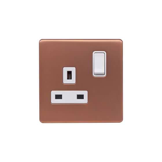 Lieber Brushed Copper 13A 1 Gang Switched Socket