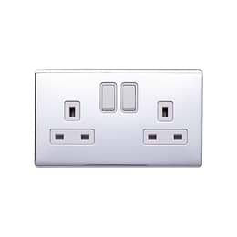 Lieber Polished Chrome 13A 2 Gang Switched Socket