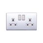 Lieber Polished Chrome 13A 2 Gang Switched Socket