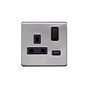 Lieber Brushed Chrome 1 Gang 13A DP Socket with USB-A 2.1A