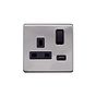 Lieber Brushed Chrome 1 Gang 13A DP Socket with USB-A 3.1A