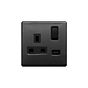 Lieber Black Nickel 1 Gang 13A DP Socket with USB-A 3.1A