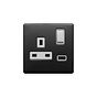 Lieber Black Nickel & White 1 Gang 13A DP Socket with USB-A 2.1A