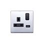 Lieber Polished Chrome 1 Gang 13A DP Socket with USB-A 2.1A