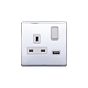 Lieber Polished Chrome 1 Gang 13A DP Socket with USB-A 2.1A
