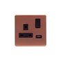 Lieber Brushed Copper 1 Gang 13A DP Socket with USB-A 3.1A 