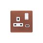 Lieber Brushed Copper 1 Gang 13A DP Socket with USB-A 2.1A