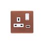 Lieber Brushed Copper 1 Gang 13A DP Socket with USB-A 3.1A