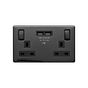 Lieber Black Nickel 13A 2 Gang Switched DP Socket 2xUSB Outlet (4.8A) - Black Insert Screwless