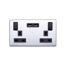 Polished Chrome Bulkhead USB socket
