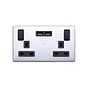 Lieber Polished Chrome  2 Gang 13A DP Socket with 2 x USB-A 4.8A