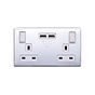 Lieber Polished Chrome  2 Gang 13A DP Socket with 2 x USB-A 4.8A