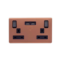 Brushed Copper Bulkhead USB socket
