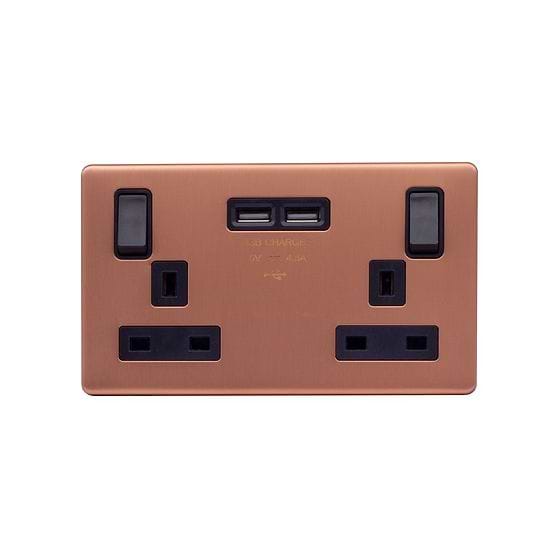 Brushed Copper Bulkhead USB socket

