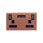 Lieber Brushed Copper 2 Gang 13A DP Socket with 2 x USB-A 4.8A