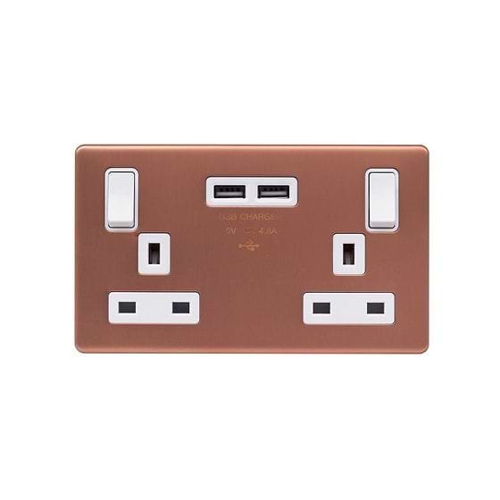 Brushed Copper Bulkhead USB socket
