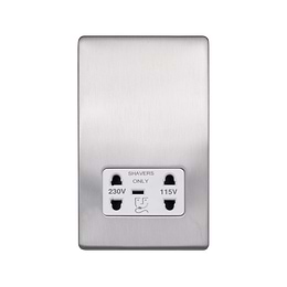 Brushed Chrome Dual Voltage Shaver Socket