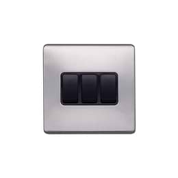 Brushed Chrome 3 Gang Light Switch