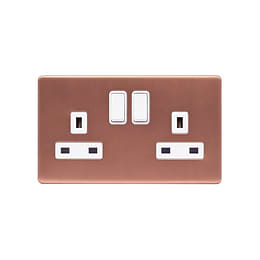 Lieber Brushed Copper 13A 2 Gang Switched Socket