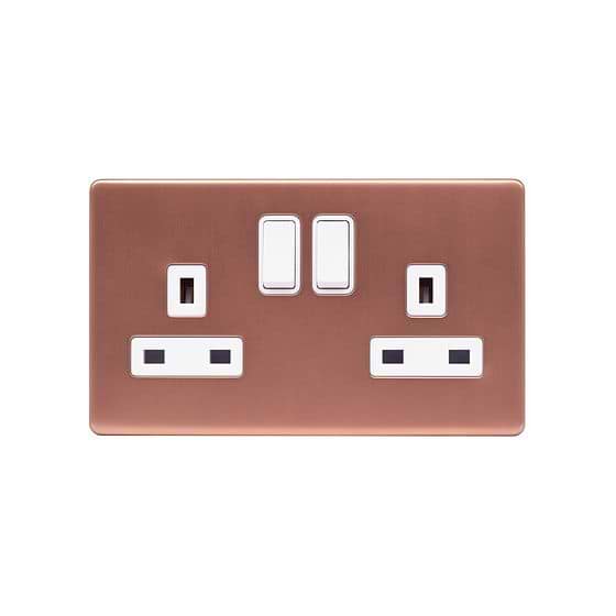 Brushed Copper 13A 2 Gang Socket
