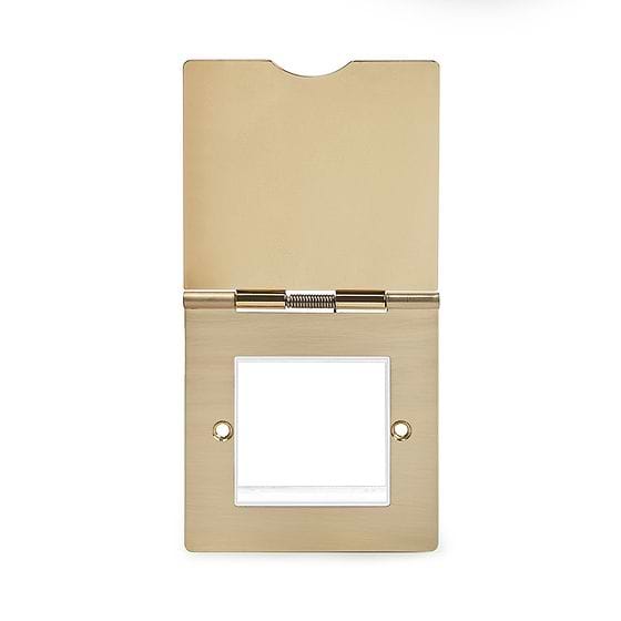 Brushed Brass 1 Gang Euro Module Floor Socket
