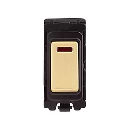 Brushed Brass Double Pole Grid Switch Module
