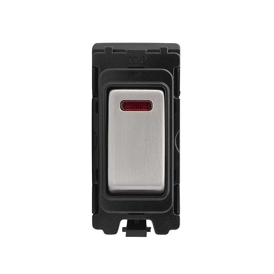 Brushed Chrome Double Pole Grid Switch Module
