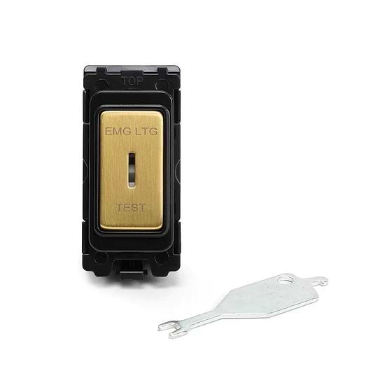 Soho Lighting Brushed Brass 20AX 2 Way Single Pole 'EMG LTG TEST' RM-Grid Switch Module