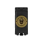 Old Brass Double Pole Toggle Grid Switch Module
