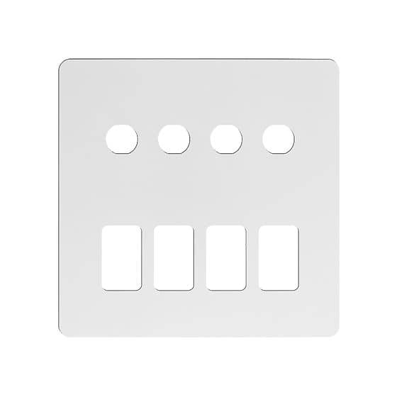 Soho Lighting White Metal Flat Plate 8 Gang 4RM+4CM Dual Module Grid Switch Plate