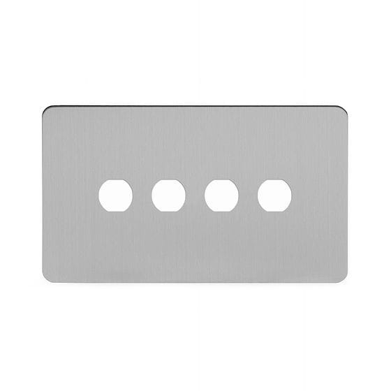 Soho Lighting Brushed Chrome Flat Plate 4 Gang CM Circular Module Grid Switch Plate