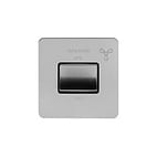 Soho Lighting Brushed Chrome Flat Plate 10A 1 Gang 1 Way 3-Pole Fan Isolator Switch Blk Ins Screwless