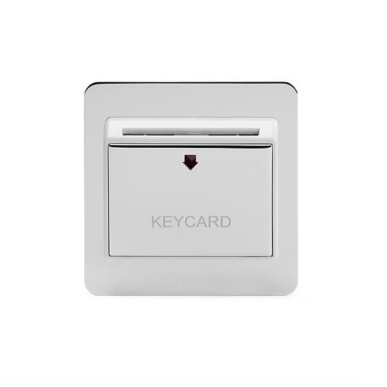 Soho Lighting Flat Plate Polished Chrome 32A Key Card Switch With White Insert