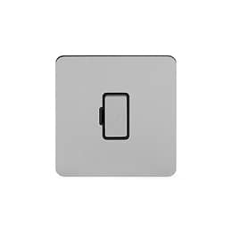 Soho Lighting Brushed Chrome Flat Plate 13A Unswitched Fuse Connection Unit Blk Ins Screwless