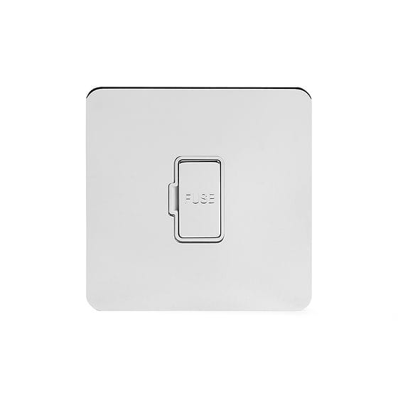 Soho Lighting Polished Chrome Flat Plate 13A Unswitched Fuse Connection Unit Wht Ins Screwless