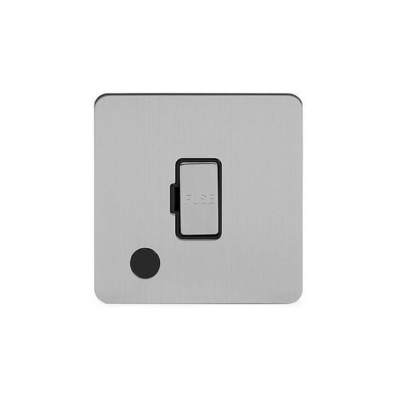 Soho Lighting Brushed Chrome Flat Plate 13A Unswitched Connection Unit Flex Outlet Blk Ins Screwless