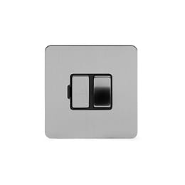 Soho Lighting Brushed Chrome Flat Plate 13A Switched Fuse Connection Unit Blk Ins Screwless