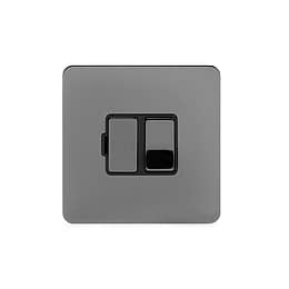 Soho Lighting Black Nickel Flat Plate 13A Switched Fuse Connection Unit Blk Ins Screwless