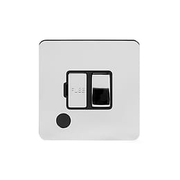Soho Lighting Polished Chrome Flat Plate 13A Switched Fuse Connection Unit Flex Outlet Blk Ins Screwless
