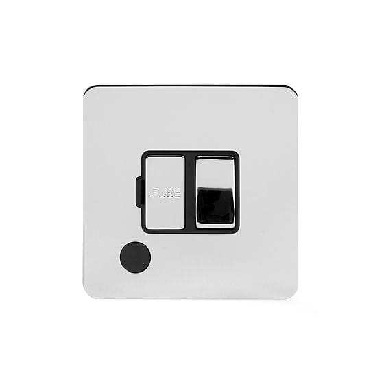 Soho Lighting Polished Chrome Flat Plate 13A Switched Fuse Connection Unit Flex Outlet Blk Ins Screwless