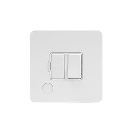 Soho Lighting White Metal Flat Plate 13A Switched Fuse Connection Unit Flex Outlet Wht Ins Screwless