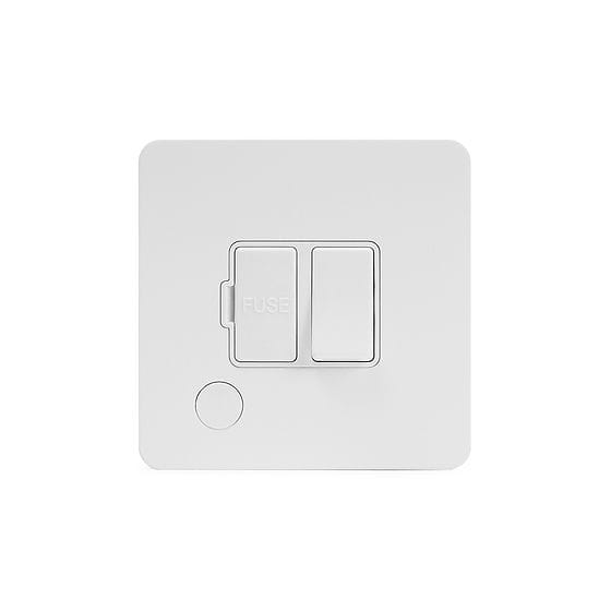 Soho Lighting White Metal Flat Plate 13A Switched Fuse Connection Unit Flex Outlet Wht Ins Screwless