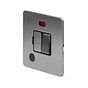 Soho Lighting Brushed Chrome Flat Plate 13A Switched Fused Connection Unit (FCU) Flex Outlet With Neon Blk Ins Screwless