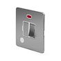 Soho Lighting Brushed Chrome Flat Plate 13A Switched Fused Connection Unit (FCU) Flex Outlet With Neon Wht Ins Screwless