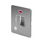 Soho Lighting Brushed Chrome Flat Plate 13A Switched Fused Connection Unit (FCU) Flex Outlet With Neon Wht Ins Screwless