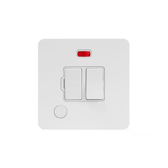 Soho Lighting White Metal Flat Plate 13A Switched Fuse Connection Unit Flex Outlet With Neon Wht Ins Screwless