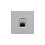 Soho Lighting Brushed Chrome Flat Plate 20A 1 Gang Double Pole Switch Blk Ins Screwless