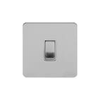 Soho Lighting Brushed Chrome Flat Plate 20A 1 Gang Double Pole Switch Wht Ins Screwless